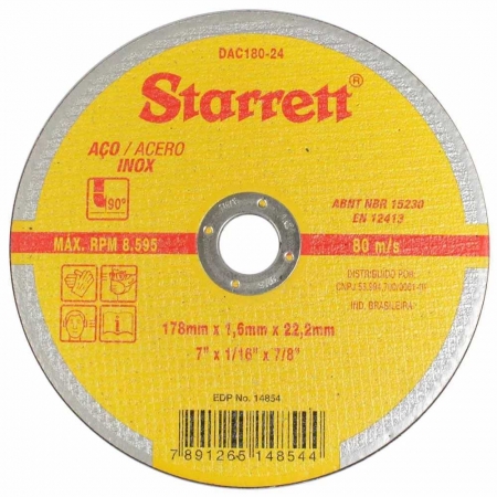 Disco De Corte Starrett 7X1.6X7/8 Ref.dac180-24