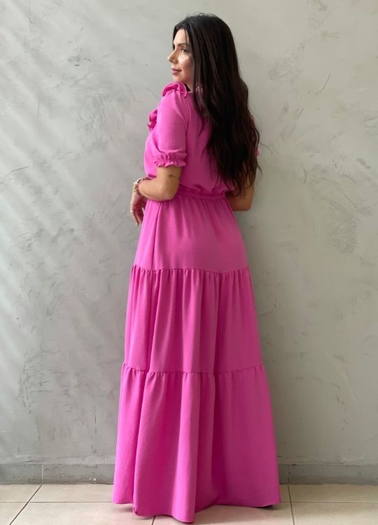 Vestido longo rosa