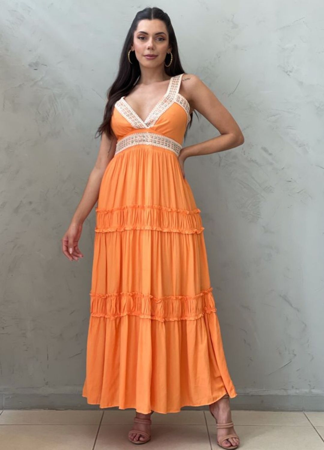 Vestido Midi laranja