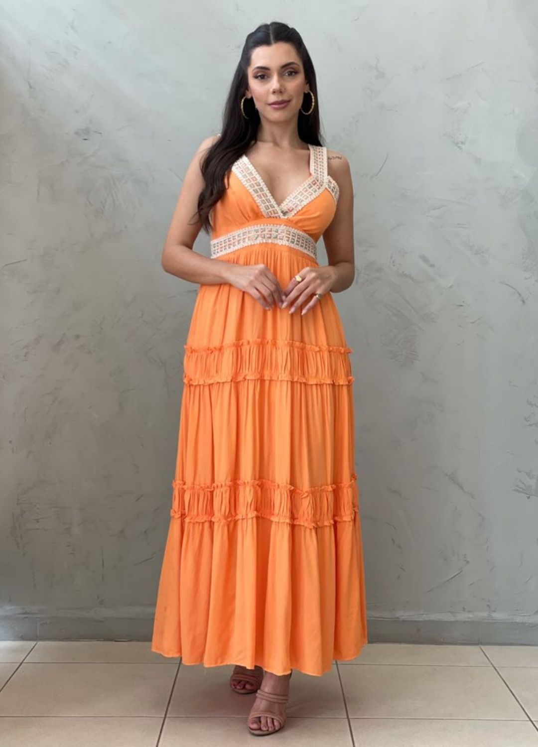 Vestido Midi laranja