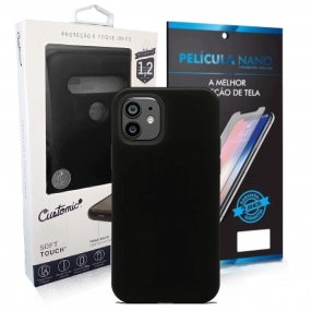 Capa Soft Touch Customic + Película Nano Protector Premium - Iphone 11