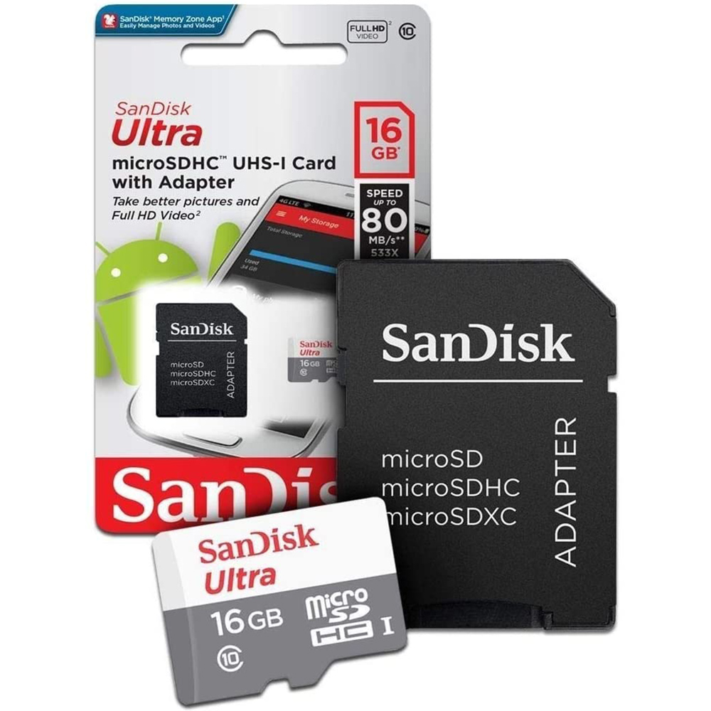 Cartão de Memória Sandisk Ultra 16gb Classe10 com adaptador