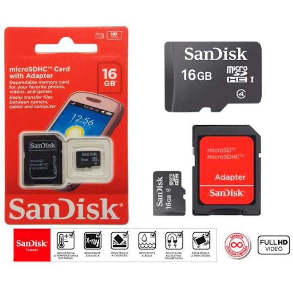 Cartão de Memória Micro Sd 16gb Sandisk Classe 4