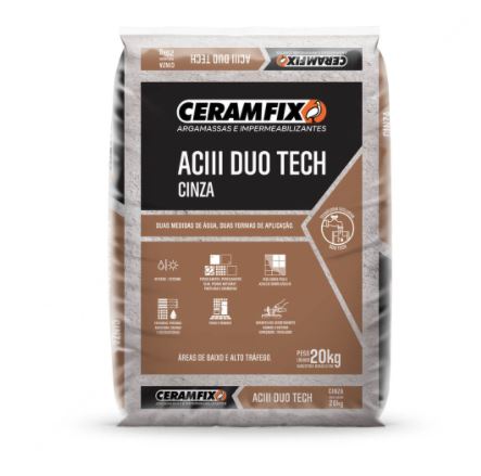 Argamassa ACIII Duo Tech 20kg - Cinza  - Emidio Pais