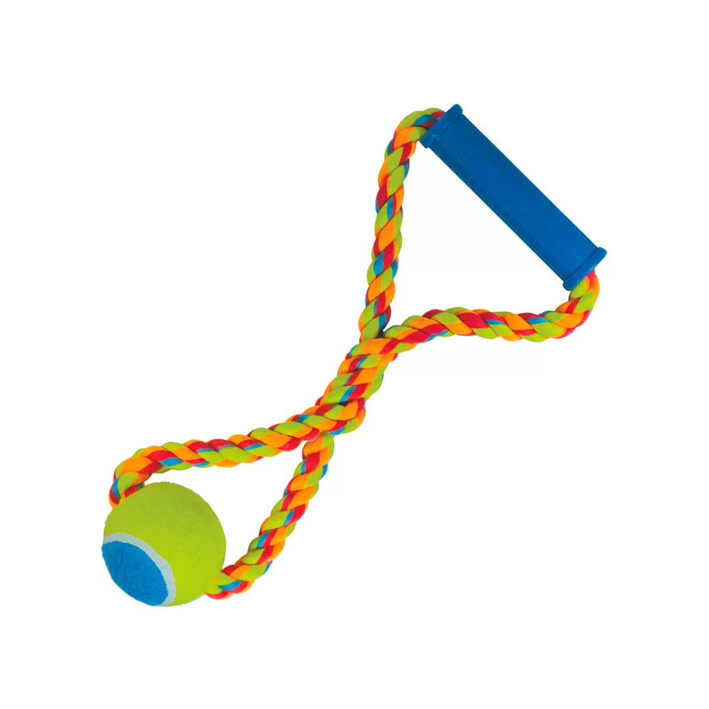 Brinquedo Mordedor Corda Puxa Bola de Tênis Color