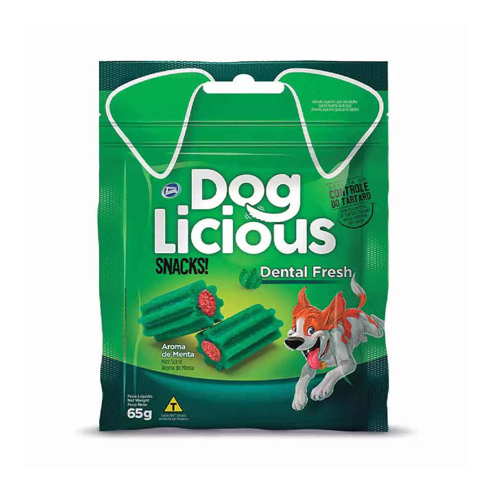 Petisco Dog Licious Snacks Dental Fresh Sabor Menta 65g
