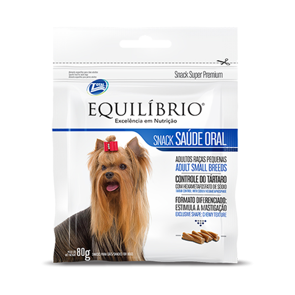 Petisco Equilíbrio Snack Saúde Oral para Cães Adultos de Raças Pequenas 80g