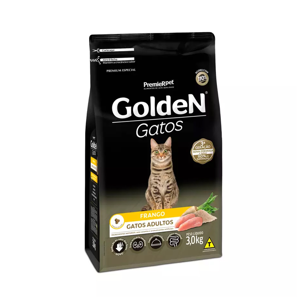 Ração Golden Gatos para Adultos Sabor Frango 3kg