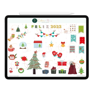 Stickers Adesivos Digital Feliz Natal Merry Christmas | Planner Digital, Caderno Digital | iPad ' Tablet | GoodNotes ' Noteshelf