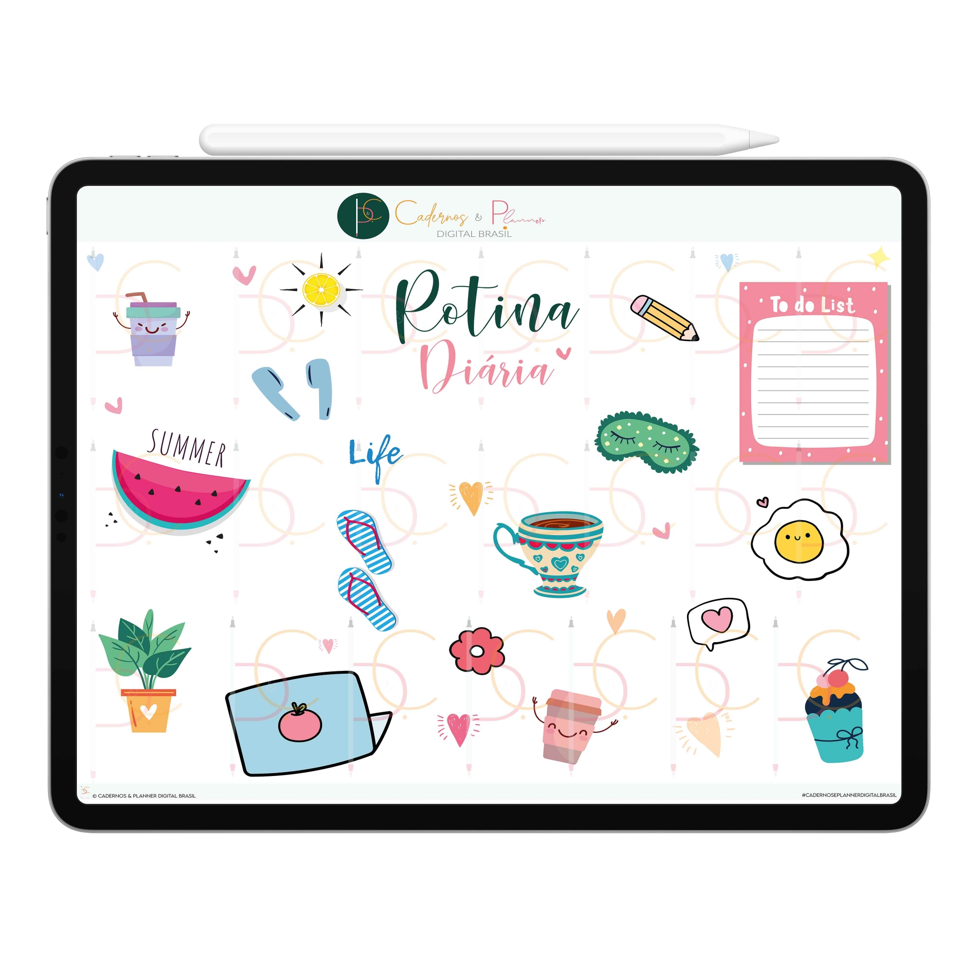 Stickers Adesivos Digital Rotina Diária | Planner Digital, Caderno Digital | iPad ' Tablet | GoodNotes ' Noteshelf