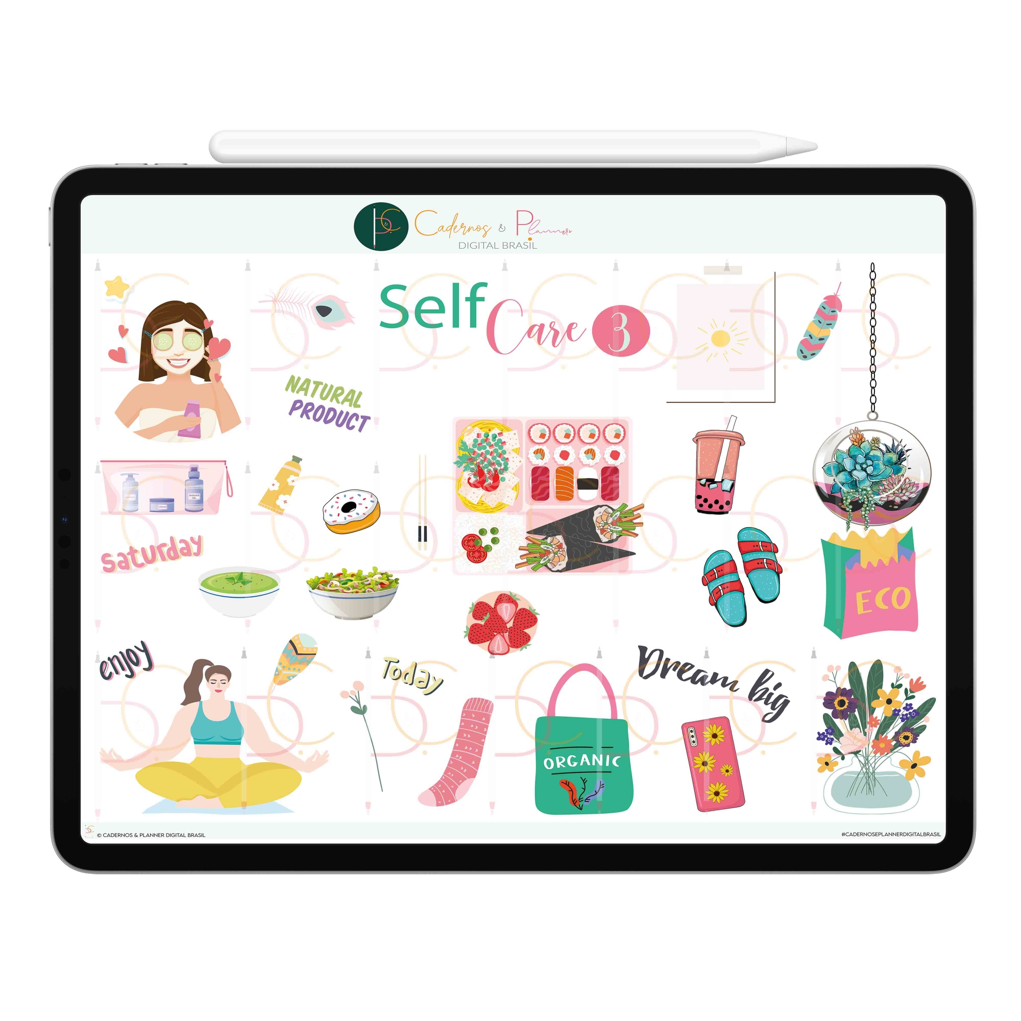 Stickers Adesivos Digital Self Care, Meditação, Autocuidado| Planner Digital, Caderno Digital | iPad ' Tablet | GoodNotes ' Noteshelf