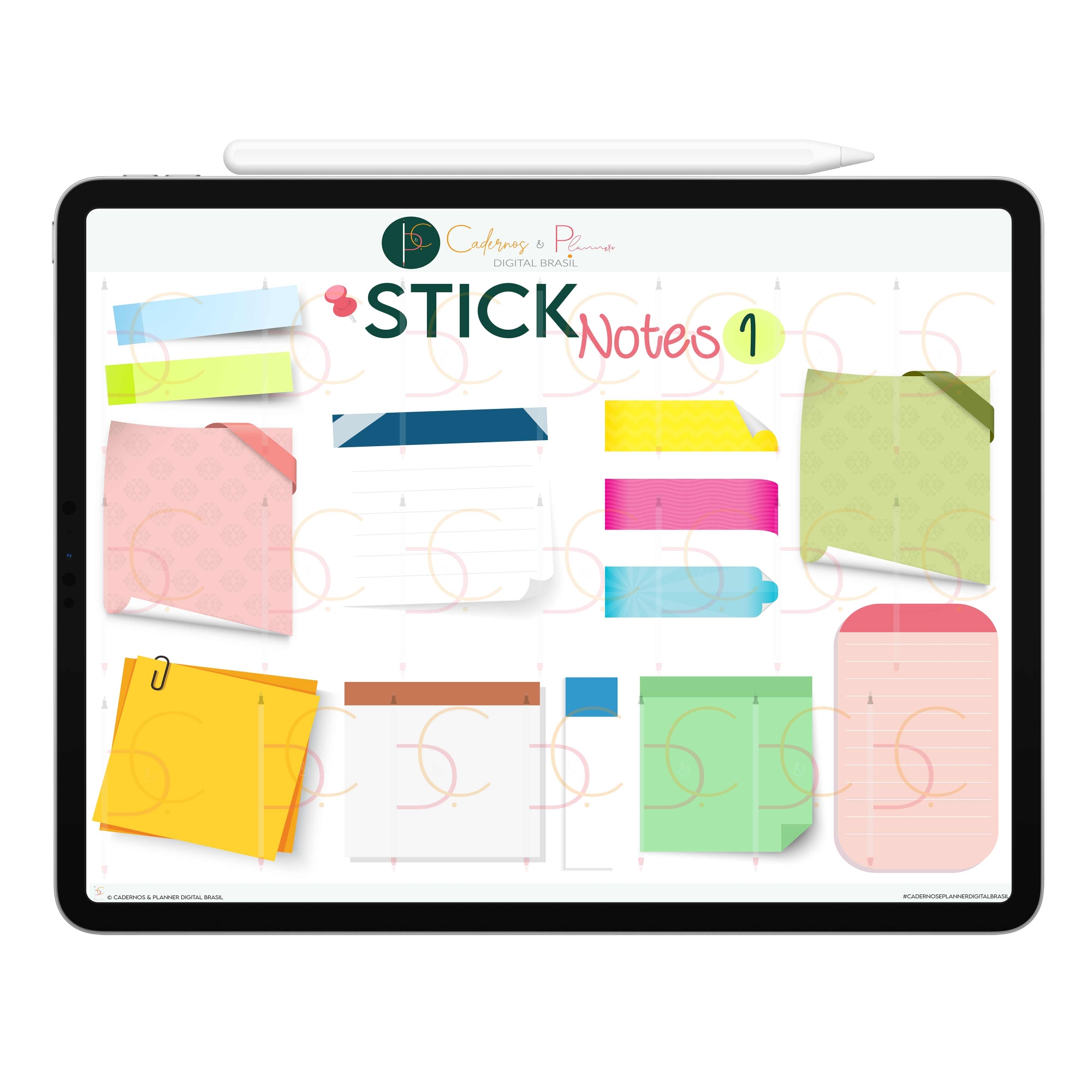 Stickers Adesivos Digital Stick Notes | Planejamento dos Estudos | Study Notes | Planner Digital, Caderno Digital | iPad ' Tablet | GoodNotes ' Noteshelf