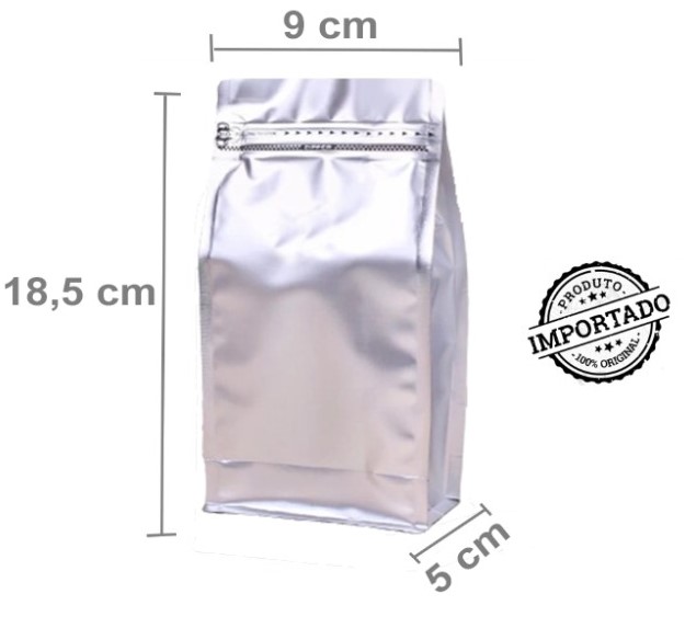 Saco Box Pouch Prata Com Zip 9x18,5+5cm - 150 gramas