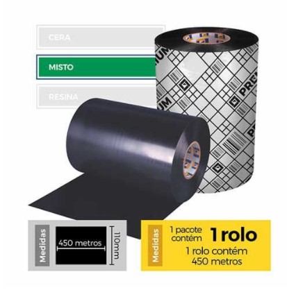 Fita para Impressão (Ribbon) Misto Premium 110x450 - Etitec