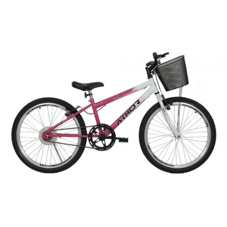 Bicicleta Infantil Aro 24 Athor Model Feminina Com Cestão