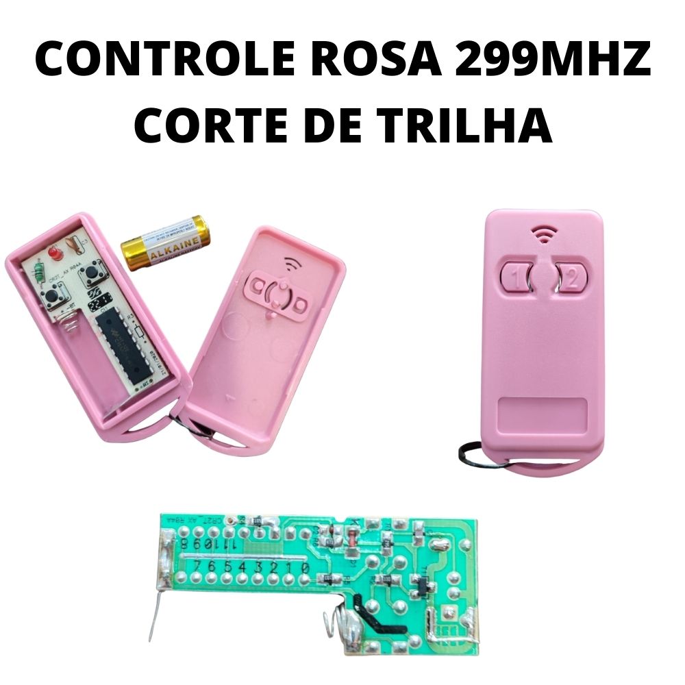 Controle Para Portão Eletrônico 299 Mhz Com Bateria Rosa