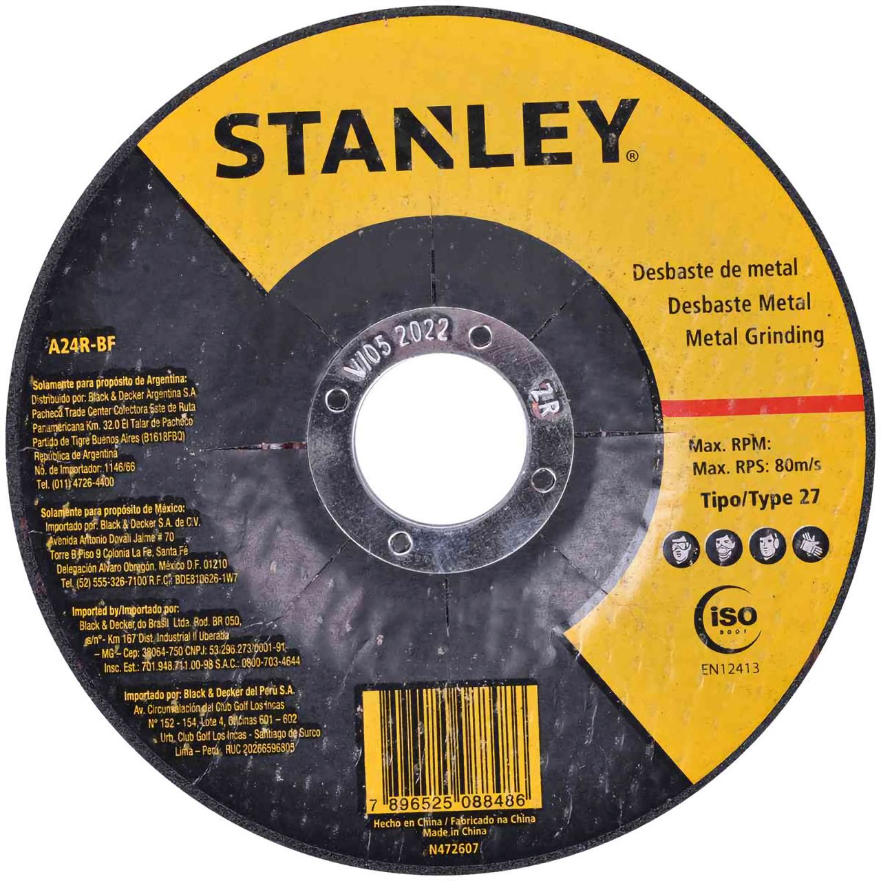 Disco de desbaste de metal 4.1/2" x 6 x7/8" Stanley Sta0413fz