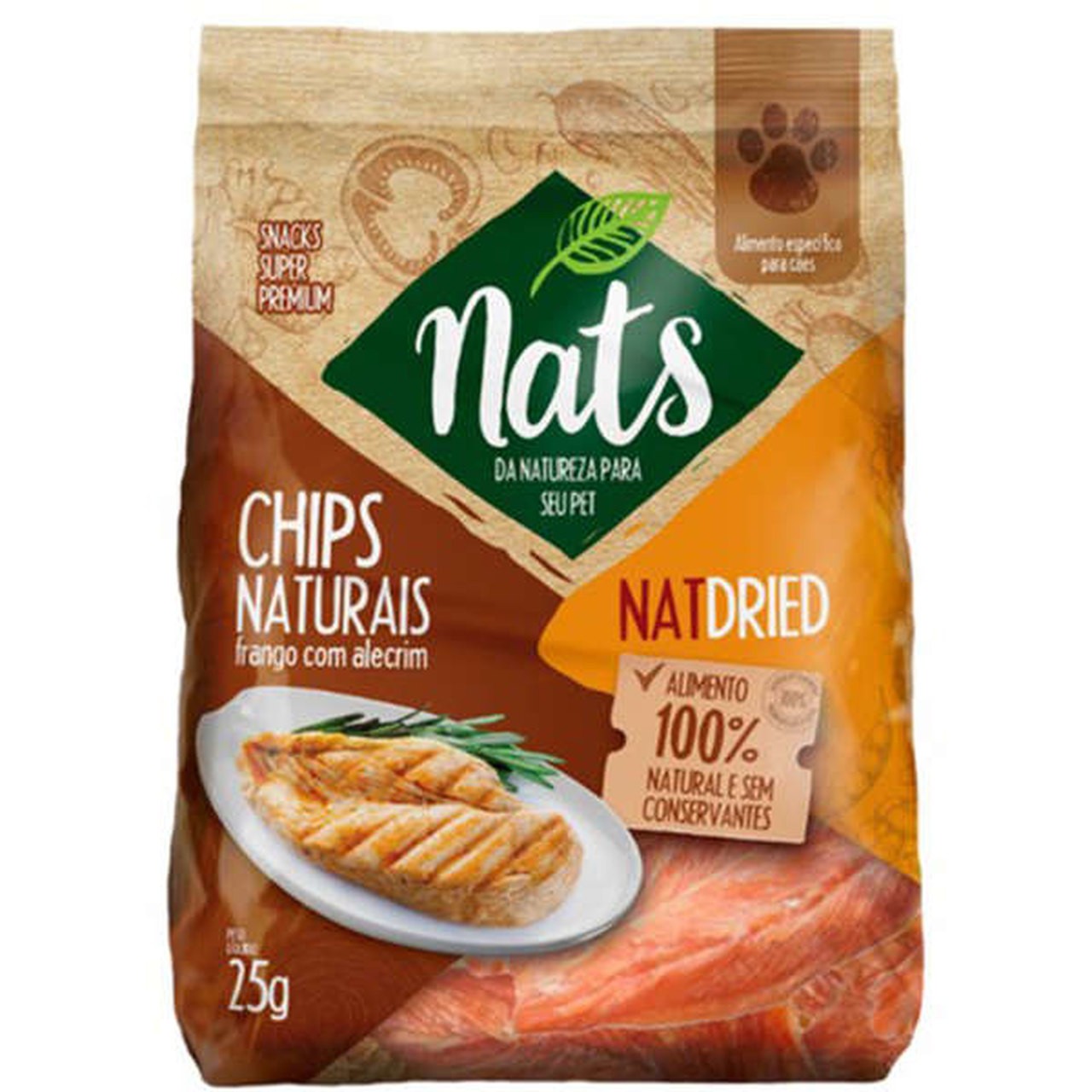 Ramas Naturais Nats NatDried Chips Naturais frango com alecrim para Cães 25g