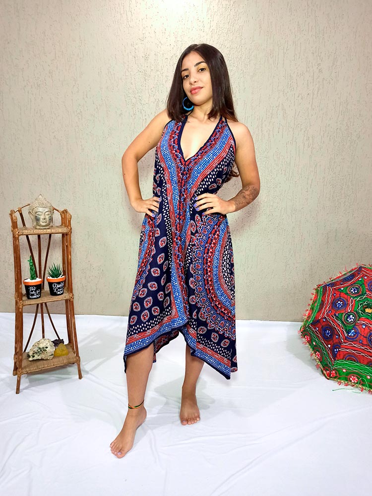 Vestido Indiano Longo Lenço Batik Mandala
