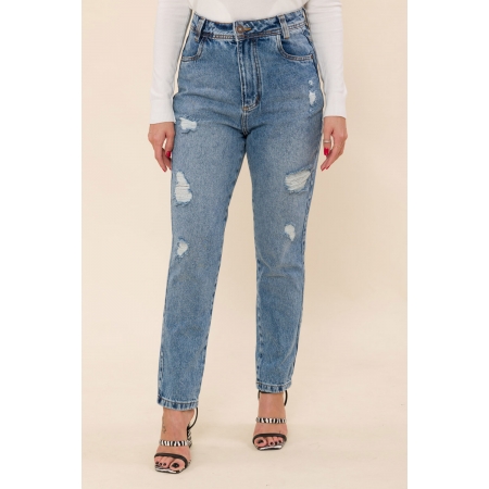 Calça jeans Mom Cropped Bruna - Jeans Médio