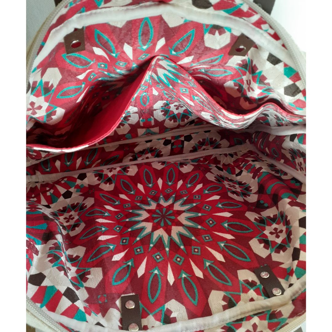 Bolsa para notebook feminina de tecido com alças de couro