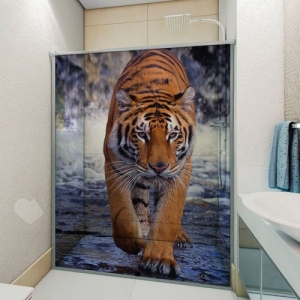 Adesivo Box De Banheiro 3d Tigre Andando Até 180x190cm