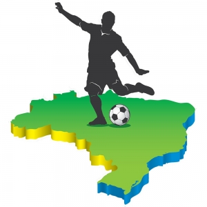 Adesivo de Parede Jogador Futebol e Mapa do Brasil
