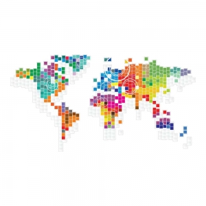Adesivo de Parede Mapa do Mundo em Pixels
