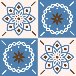 KIT Adesivos de Azulejos Blue Flowers