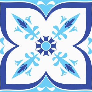 KIT Adesivos de Azulejos Flor Azul