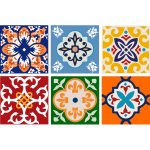 KIT Adesivos de Azulejos Ornamentos Coloridos