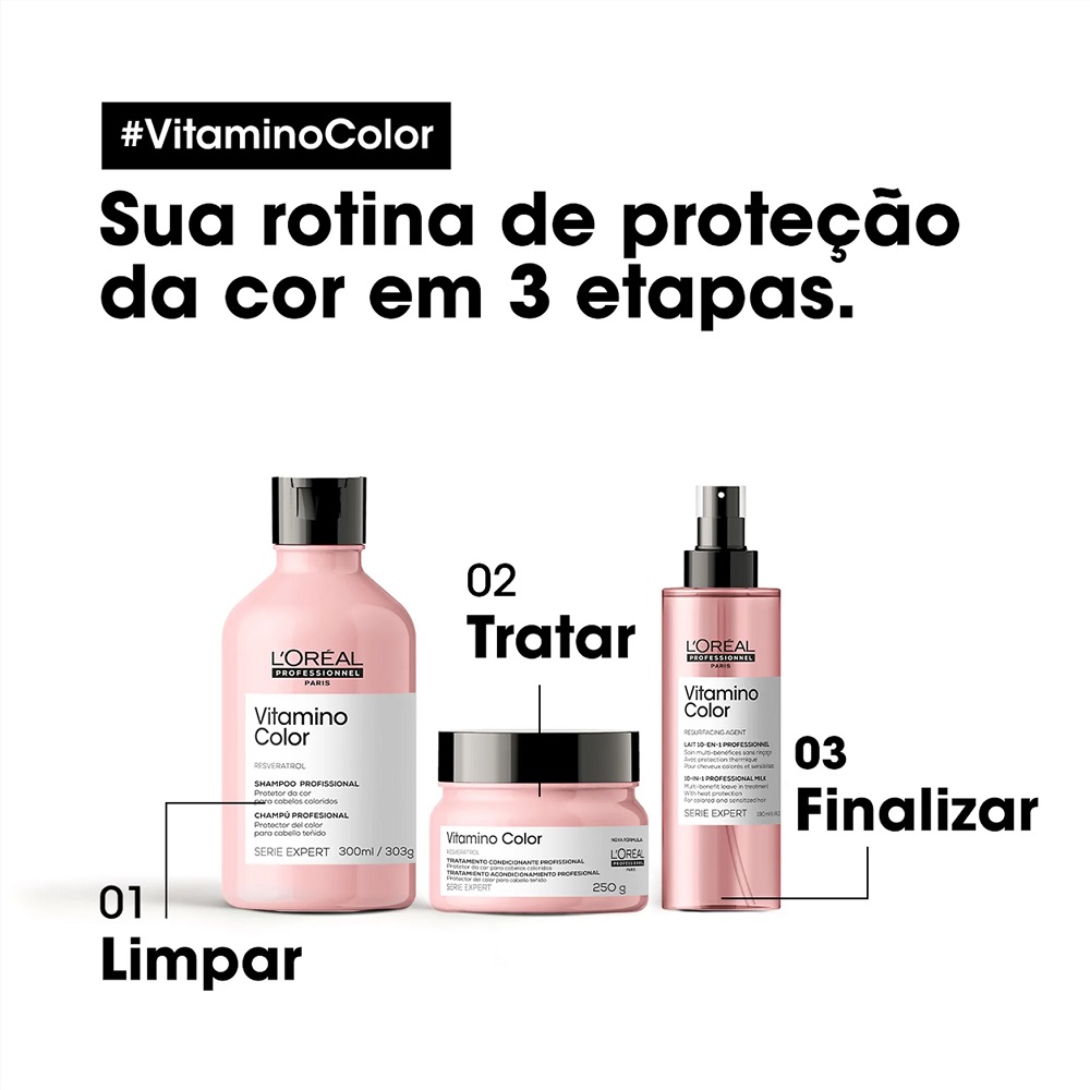 Spray Leave-in 10 em 1 Vitamino Color L'Oréal Professionnel 190ml - Foto 3
