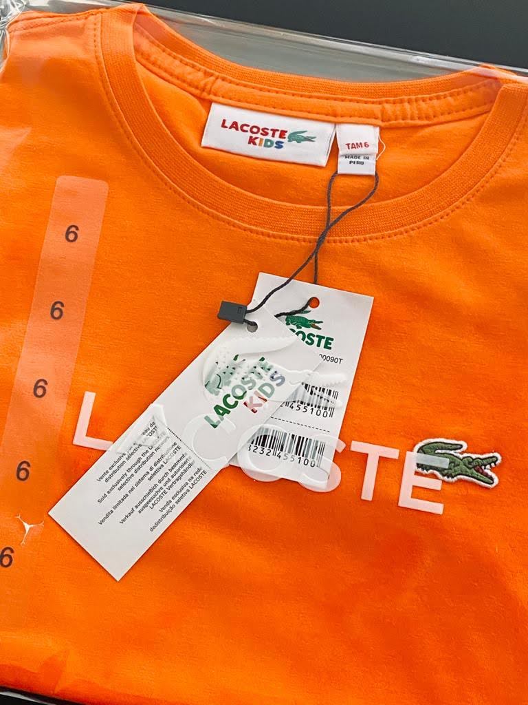 Camiseta Lacoste Infantil Lisa - Pedido Mínimo de 10 produtos  - Atacado Peruanas Premium