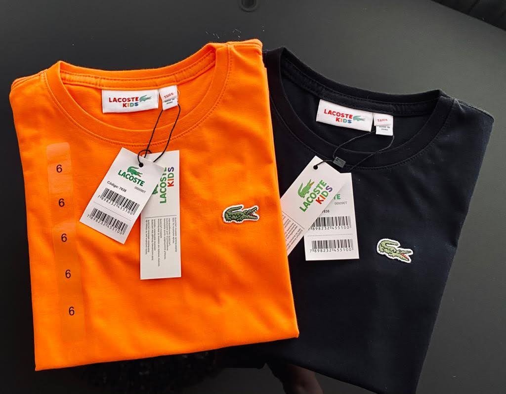 Camiseta Lacoste Infantil Lisa - Pedido Mínimo de 10 produtos  - Atacado Peruanas Premium