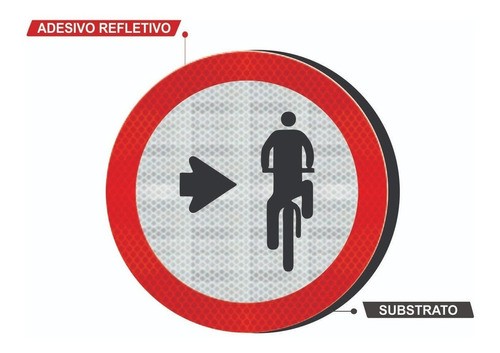 Placa Ciclista, Transite À Direita R-35b Grau Técnico Comercial - 50x50cm