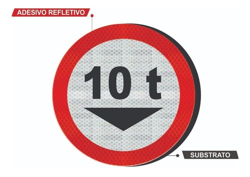 Placa De Trânsito R-14 Peso Total Grau Técnico Comercial - 50x50cm