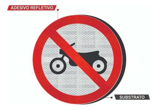 Placa Proibido Trânsito De Motos R-37 Grau Técnico Comercial - 50x50cm