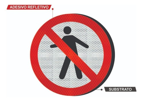 Placa Proibido Trânsito De Pedestre R-29 Grau Técnico Comercial - 50x50cm