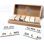 Alfabeto silábico - sílabas + letras - em madeira - 160 peças