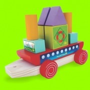 Barco Geométrico  - Brinquedo Pedagógico Educativo - Em Madeira