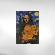 Quadro Decorativo Mona Lisa e o Girassol do Van Gogh