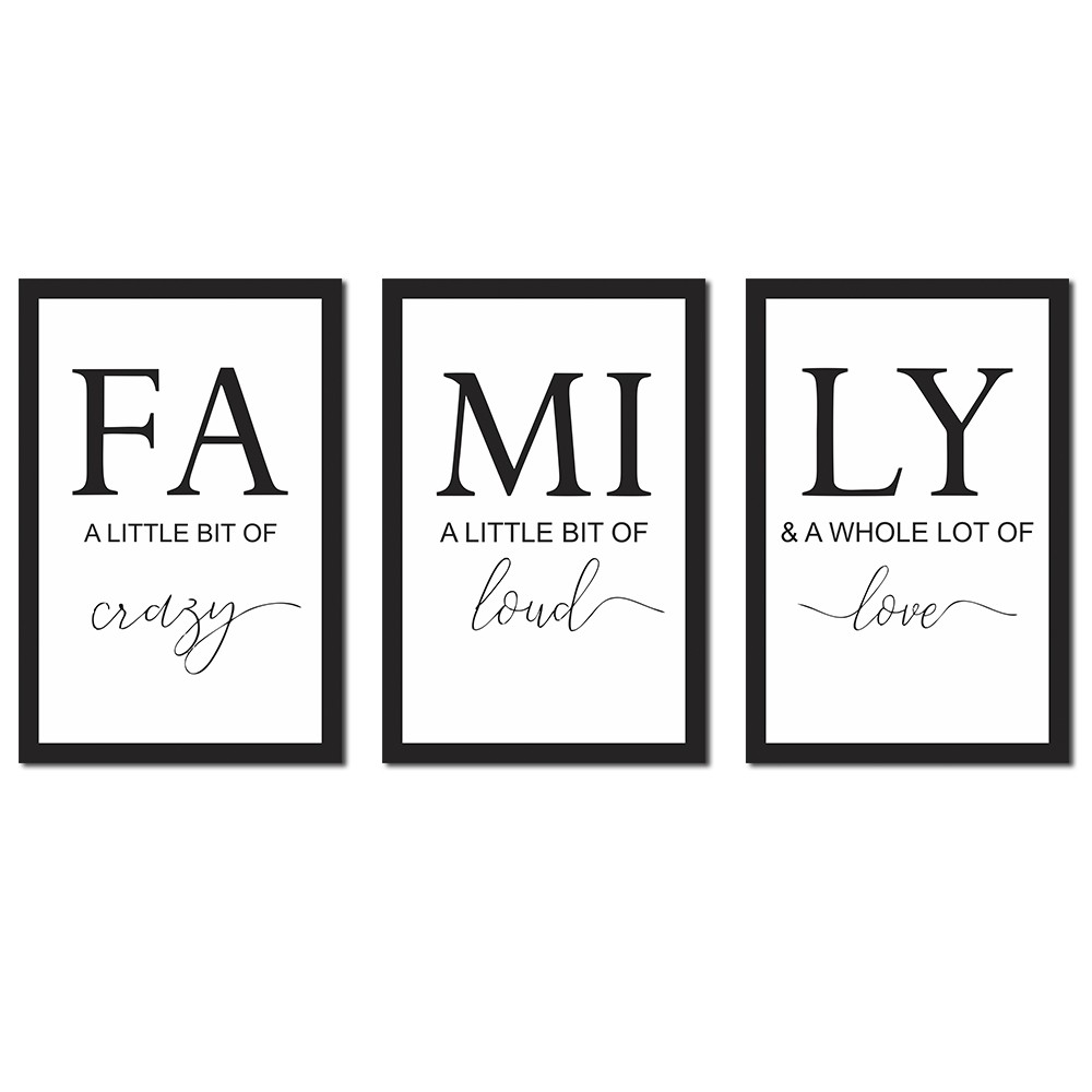 Conjuntos 3 Quadros Decorativos Família  "Family"