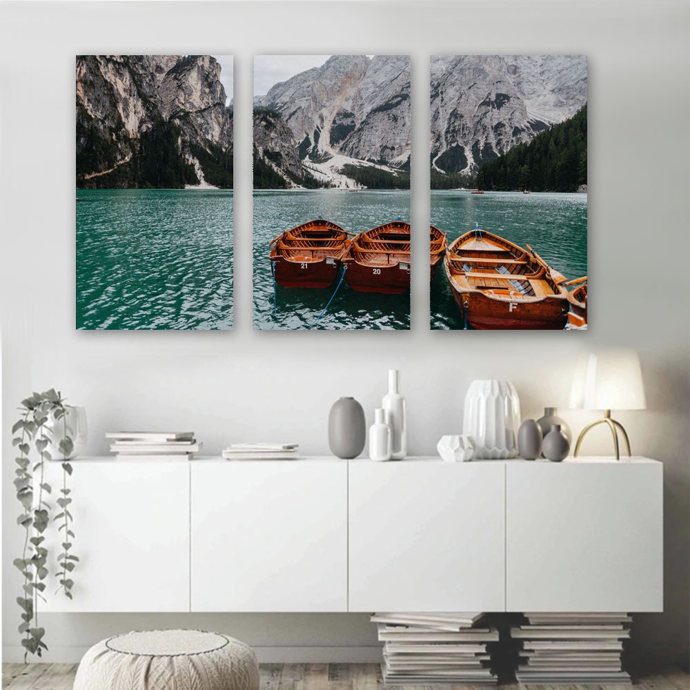 Kit quadros Decorativos Paisagem Lago Montanhas