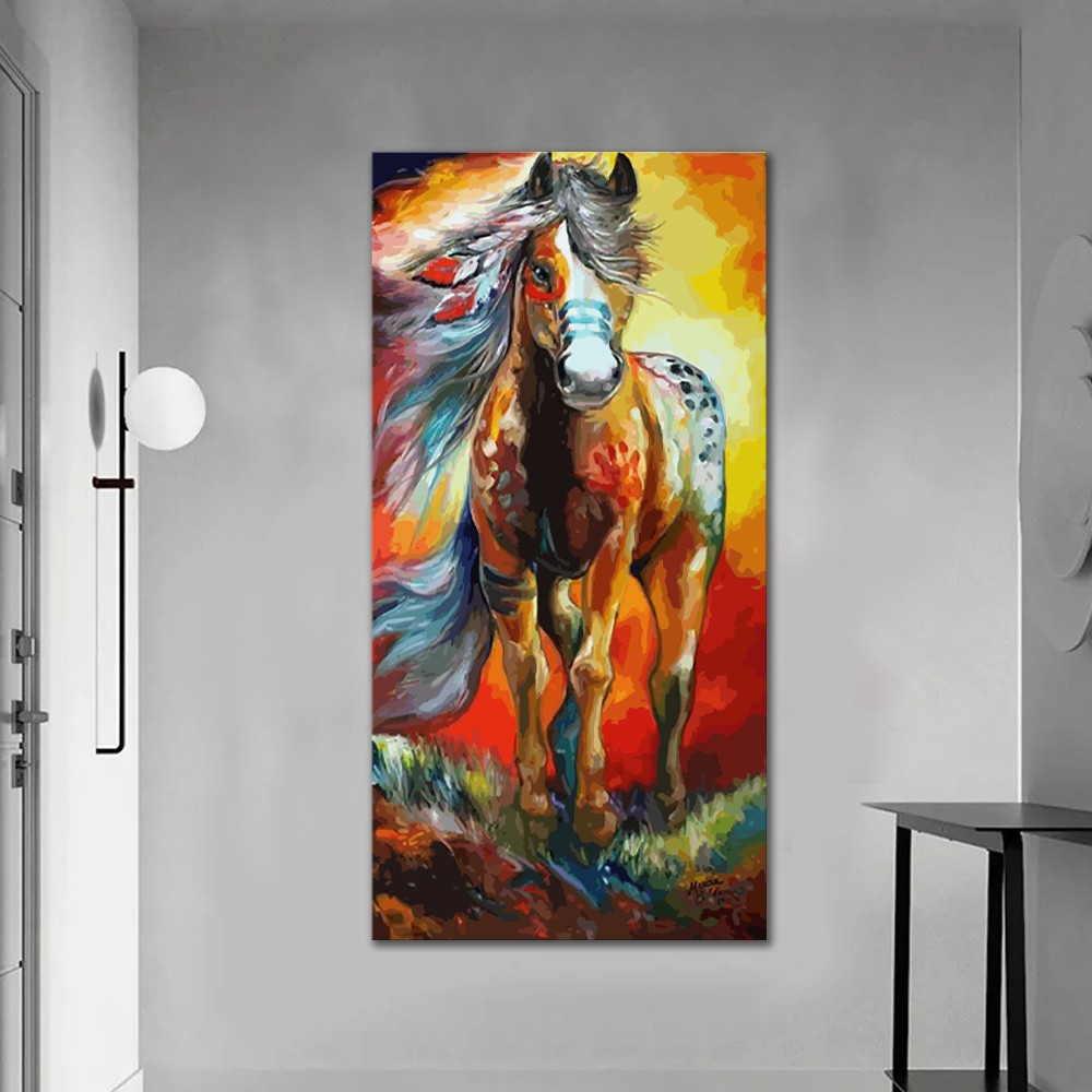 Quadro Decorativo Cavalo Índio Colorido