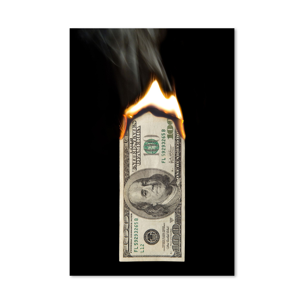 Quadro Decorativo Dólar Em chamas