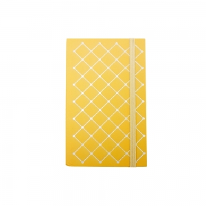 Caderneta Pequena, Matelassê amarelo e prata, com elástico e marca páginas - Redoma