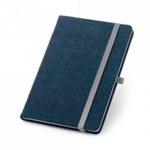 Caderno Tipo Moleskine Capa Dura Jeans Pautado com Bolso e Porta Caneta - Cor: Azul 14,0 x 21,0