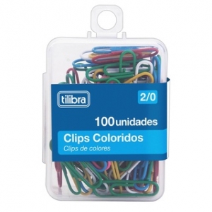 Clips 2/0 Colorido D302 Caixa com 100 unidades Tilibra