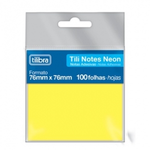 Tili Notes 76x76 mm com 100 folhas Cor: Amarelo Neon Tilibra