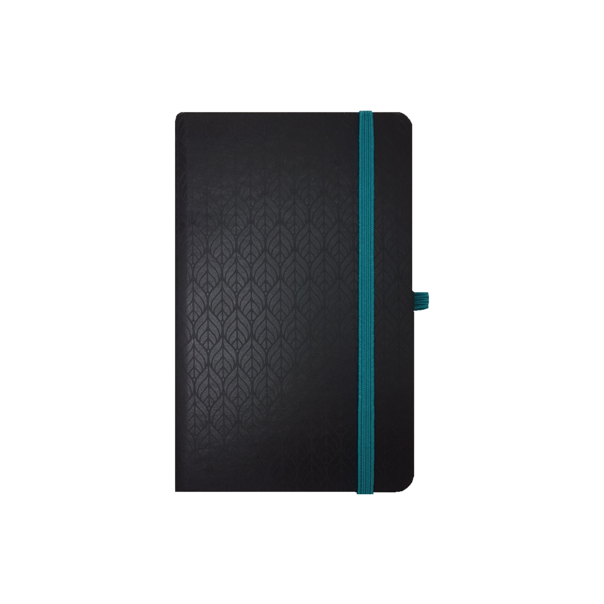 Caderneta Pequena na cor preta, com elástico verde e marca páginas - Redoma